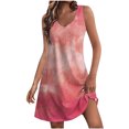 thumbnail image 1 of Vestido de Verano para las Mujeres de Moda Impresión de Bolsillo sin Mangas Cuello en V, Vestido Casual para la Playa Y el Uso Diario, 1 of 1