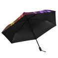 thumbnail image 4 of Colorful Dog Paws Stars Print All Weather Umbrella Triple Folding Parasol 6 Ribs UV Protection Portable, 4 of 8