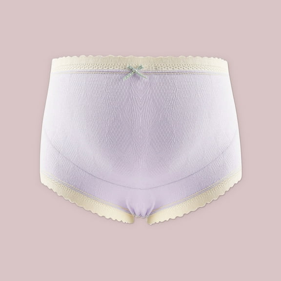 YWDJ Maternity Briefs for Women Lace Lightweight High Waist No Show Ladies Comfortable Prenatal Solid Color Large Size Short High Waist Lace Abdominal Panties Underwear Purple XL