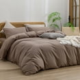thumbnail image 7 of BESTOUCH Duvet Cover Set King 100% Washed Cotton Linen Feel Soft Chic Lightweight 3Pcs (Pine Bark Brown, 104"x90"), 7 of 7