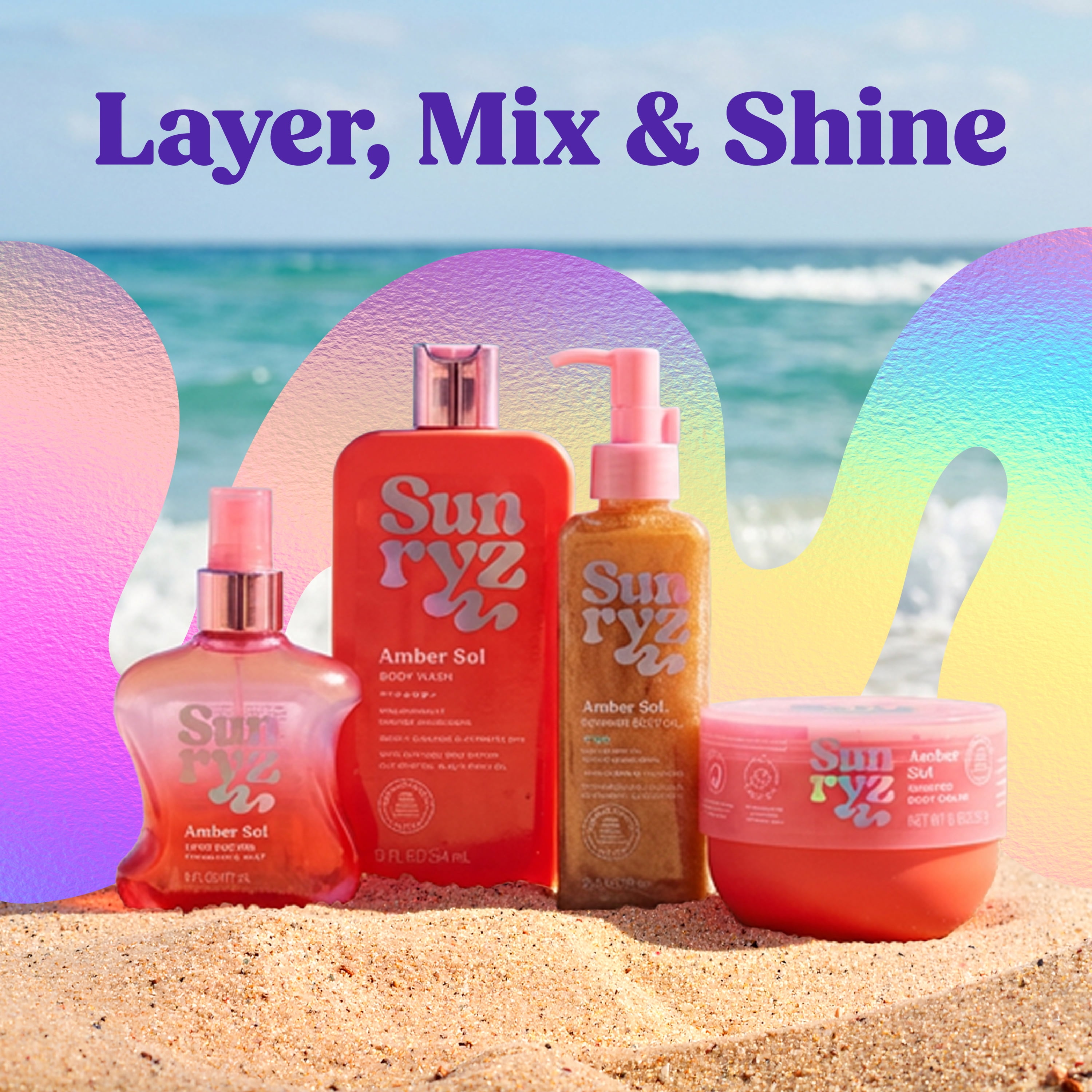 Sunryz Amber Sol Shimmer Body Oil, Radiant Bronze Glow, 5 fl oz
