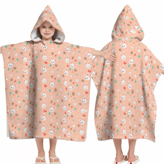 Hooded Kids Beach Towels - Toddler Bath Towel Girls Boys Swimming Cover-ups for Ages 2 to 6 Kids Pool Towels Quick Dry Lightweight Soft Microfiber Poncho Towel 28x28 (Rabbit Pattern)