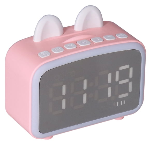 Digital Radio Alarm Clock, Mini Clock Digital Speaker for Office for Bedroom Pink