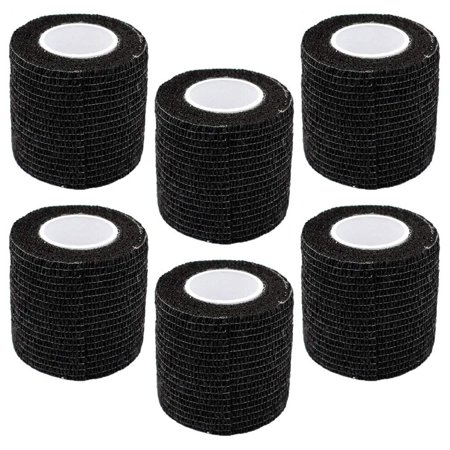 Tattoo Grip Cover Wrap,6PCS Disposable Cohesive Tattoo Grip Cover Elastic Bandage Handle Grip Tube for Tattoo Machine Tattoo Grip Accessories(Black)