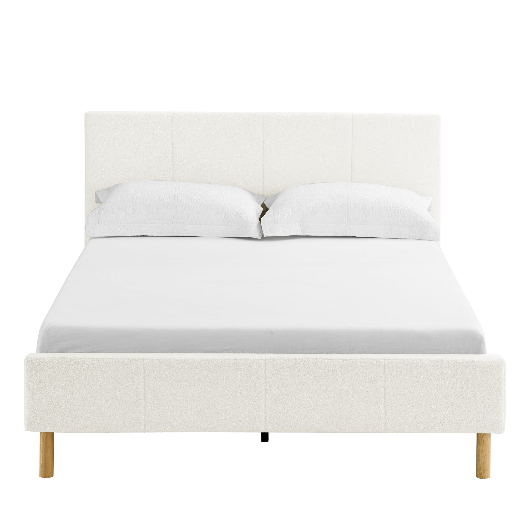Gewnee King Size Platform Bed Frame with Upholstered Teddy Velvet Headboard - Wood Slat Support, Sturdy Construction.No Box Spring Required