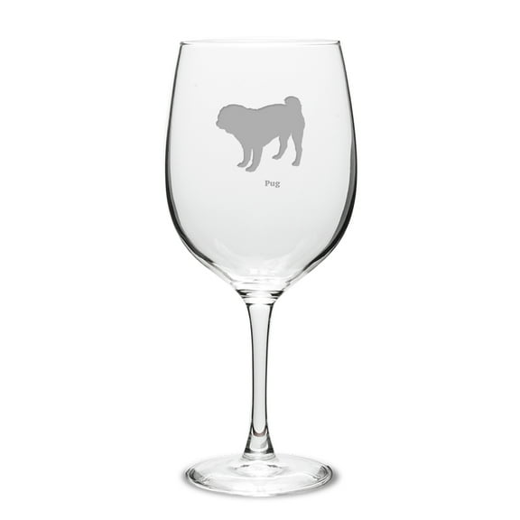 Pug Deep Etched 19 oz Classic Red Wine Glass