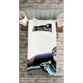 thumbnail image 3 of Ambesonne Cars Quilted Bedspread Set 2 Pcs, Old Fashioned Automobile, Twin Size, Black Pale Blue Orange, 3 of 3