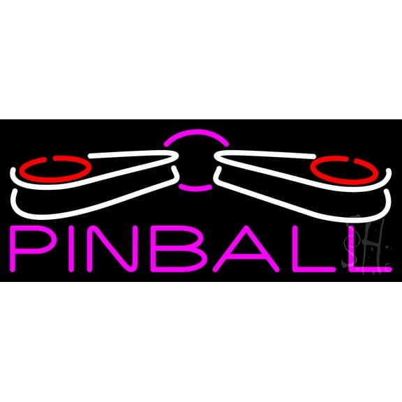 Pinball Logo 1 LED Neon Sign 10 x 24 - inches, Black Square Cut Acrylic Backing, with Dimmer - Bright and Premium built indoor LED Neon Sign for wall décor, arcarde, and storefront.
