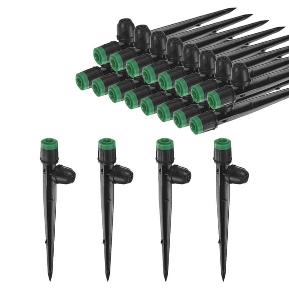 Uxcell 20 Pack Drip Irrigation Emitters 360 Degree for 1/4" Tubing, Dark Green