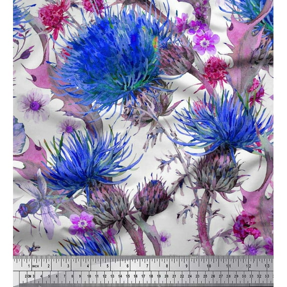 Soimoi Cotton Duck Fabric Leaves & Clover Flower Printed Craft Fabric by The Yard 42 Inch Wide