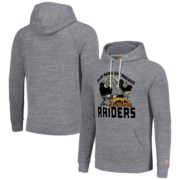 Unisex Homage Gray Las Vegas Raiders NFL x Guy Fieri-s Flavortown Tri-Blend Pullover Hoodie