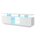 thumbnail image 4 of EUROCO TV Stand for TVs Up to 65", Entertainment Center with RGB LED Lights and Storage Shelves Furniture, White High Gloss TV Cabinet for Living Room, 4 of 7