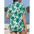 thumbnail image 4 of Fancyglim Women's Button Down Shirt Summer Short Sleeve Hawaiian Blouse Tops Tropical Floral Printed Lapel Neck Cardigan Shirt Green XL, 4 of 6