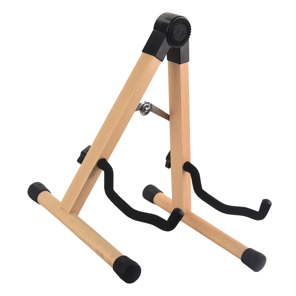 FOMIYES Foldable Brown Wood Guitar Stand Floor Holder for Acoustic Classical and Bass Guitars