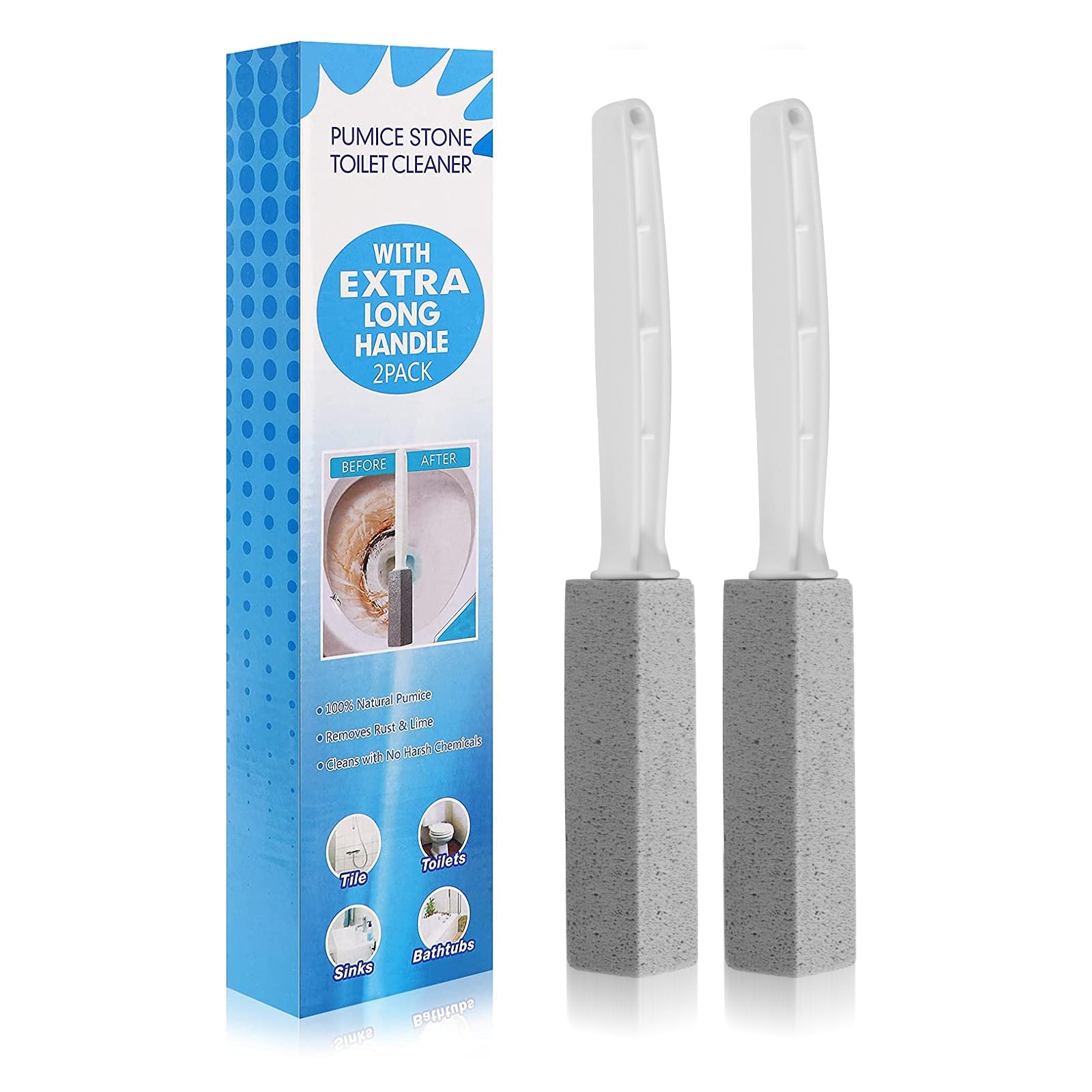 Durecopow Toilet Pumice Stone with Handle Pumice Cleaning Stone for Kitchen/Bathroom/Swimming Pool/Home Cleaning 2 Pack