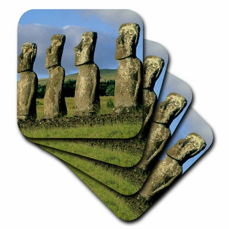 

Chile Easter Island Ahu Akivi moai statues - SA05 KSC0009 - Kevin Schafer set of 4 Coasters - Soft cst-85892-1