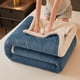 thumbnail image 4 of Manta de franela extra gruesa | Manta de doble capa cálida y acogedora para la cama, el sofá o la siesta en la oficina | Microfibra suave en rosa, gris, azul, verde y caqui, 4 of 6