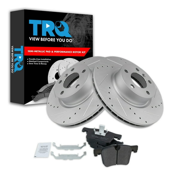 TRQ Front Performance Brake Pad & Rotor Kit Brake Pads Brake Rotors Set Semi-Metallic Fits Select 2011-2017 BMW X3 2015-2018 X4