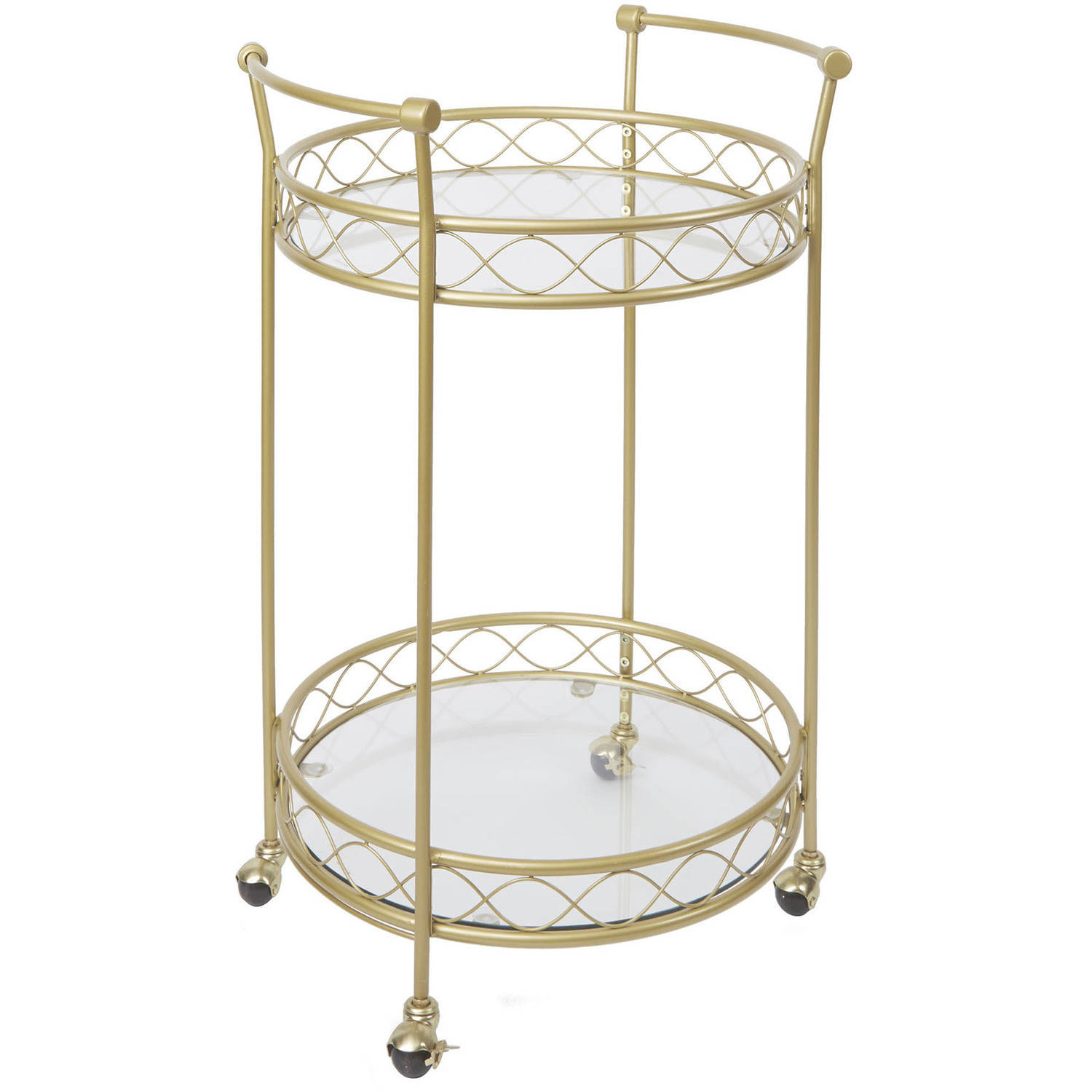 Better Homes & Gardens Mirabella Gold Metal Serving Barcart with Glass Shelves - image 2 of 3