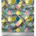 thumbnail image 1 of Soimoi Rayon Crepe Fabric Leopard & Argyle Patchwork Print Sewing Fabric Yard 46 Inch Wide, 1 of 1