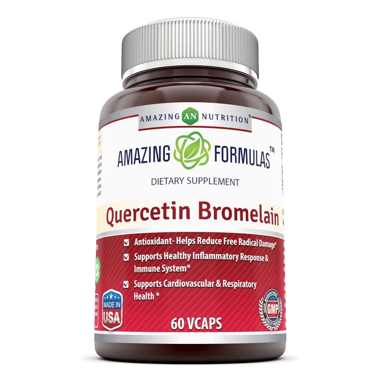 Amazing Formulas Quercetin 800 Mg with Bromelain 165 Mg 800 Mg 60 VCaps