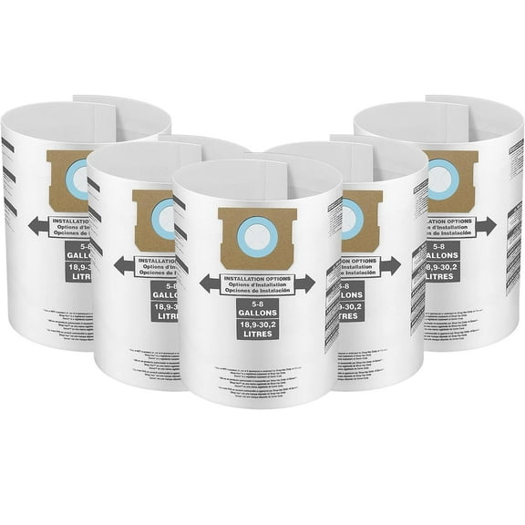 5pcs Disposable Filter Bags, 90661, 90671 ， Replacement for Shop-Vac 5-8 Gallon Filter Bags Type E，Type H