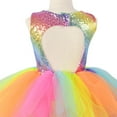thumbnail image 4 of MEZZALL Dresses Enchanting Girls Dress Backless Party Gown With Rainbow Sequins Birthday Carnival Fashionable Short Sleeve Crew Neck Solid Color Child Sundress, 4 of 4