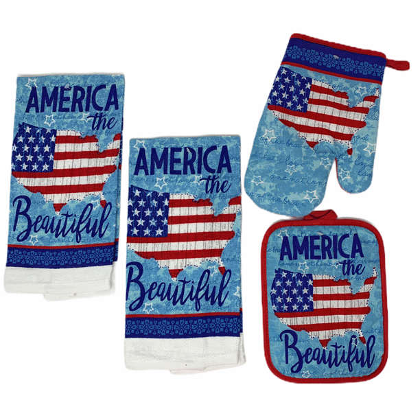 Northeast Home Goods Kitchen Dish Towels Potholder Oven Mitt Set, 4