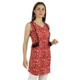 thumbnail image 2 of Moomaya Sleeveless Printed Cotton Tunic V-neck Summer Long Top Casual Blouse For Women, 2 of 6