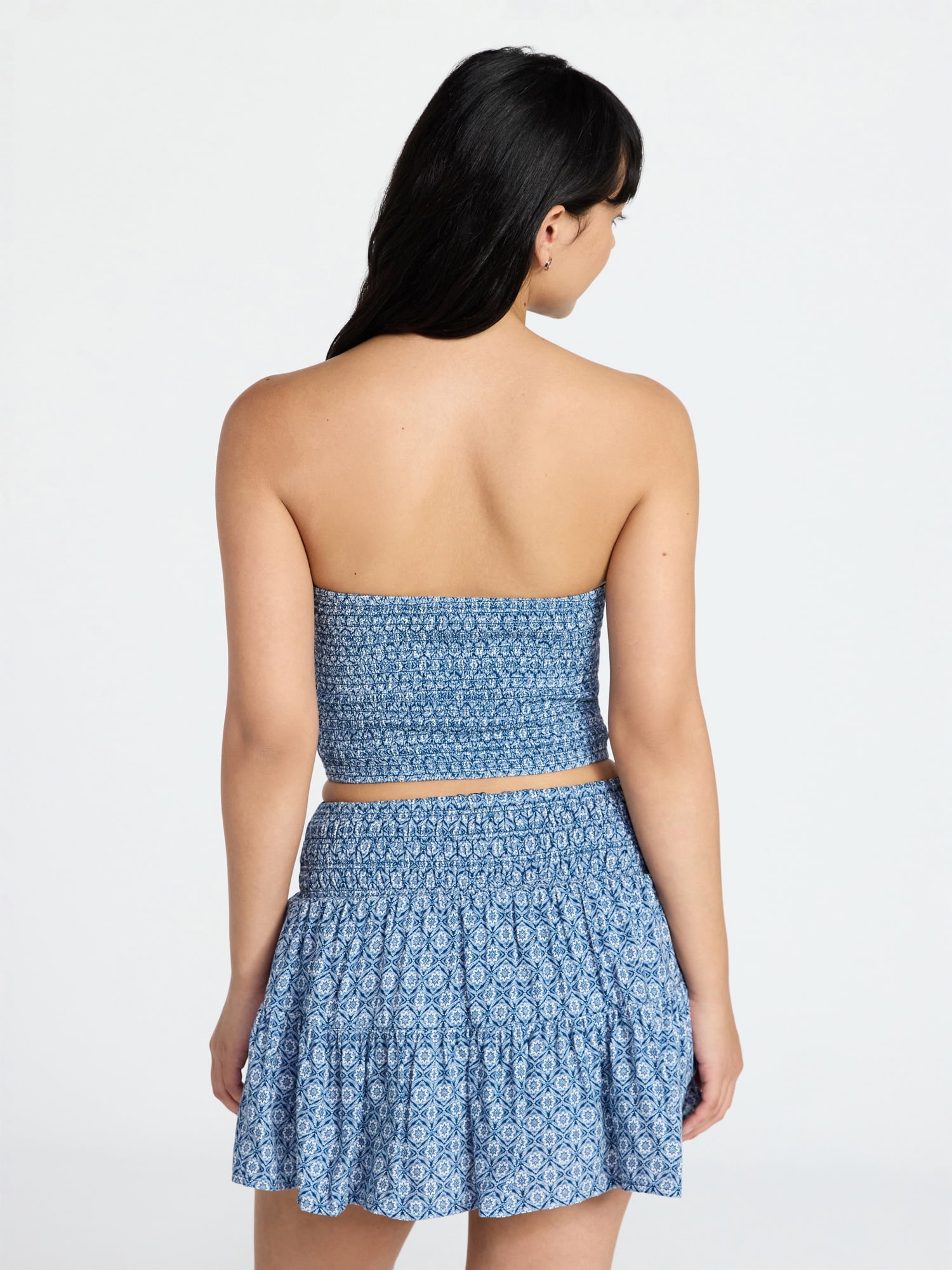 No Boundaries Strapless Top and Skirt Set, 2-Piece, Women's XXS-XXL