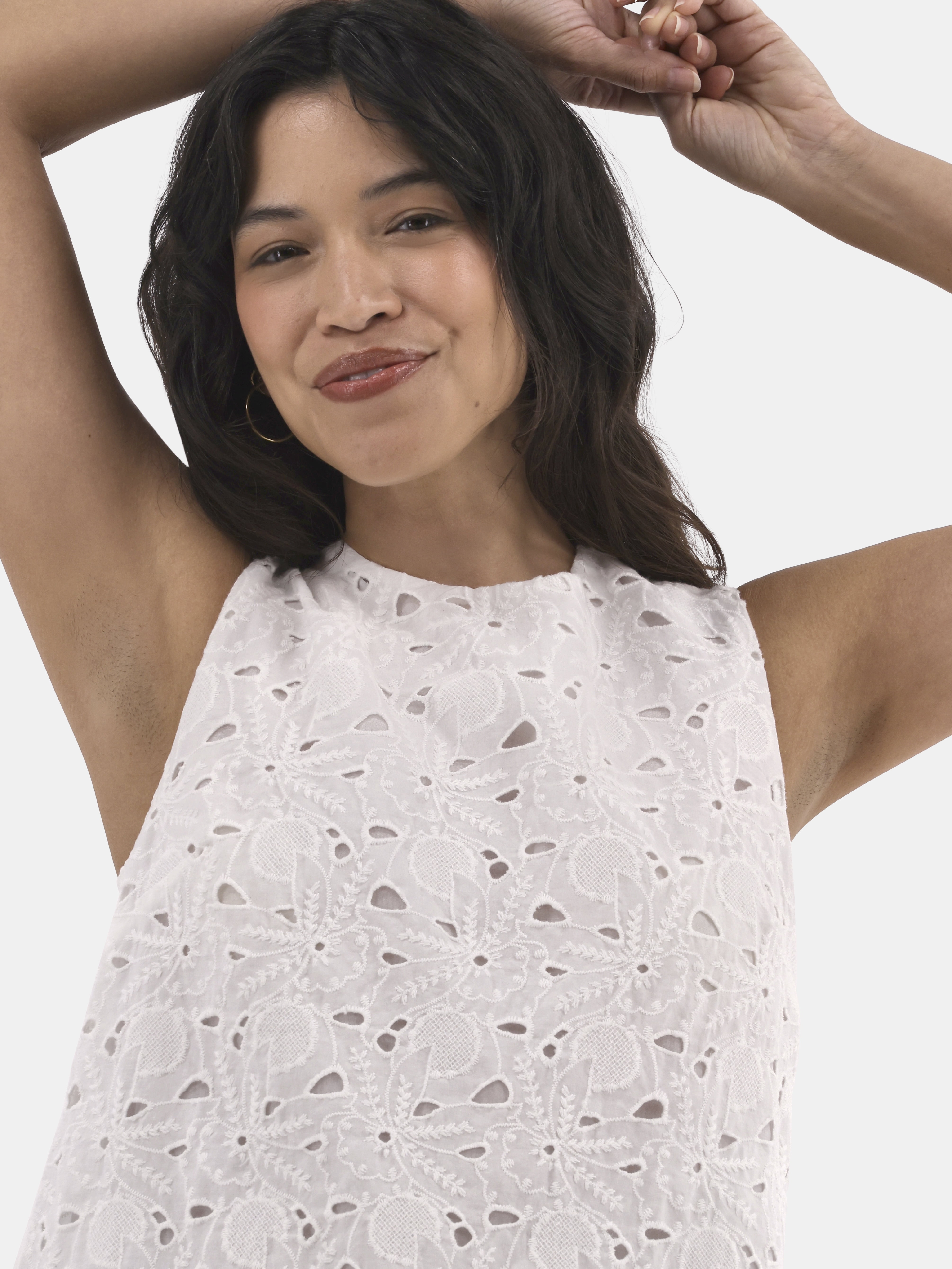 Time and Tru Women's Eyelet Embroidery Top, Sizes XS-XXXL