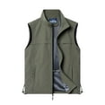 thumbnail image 2 of BRGZLK Men Waistcoat Solid Color Mesh Lining with Inner Pocket Work Vest Sleeveless Multi Pocket Fall Winter Outdoor Photography Coat Army Green L, 2 of 4