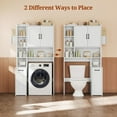 thumbnail image 2 of Over The Toilet Storage Cabinet, Bathroom Storage Cabinet with Open Compartments and Movable Double Storage Cabinet for Bathroom, Restroom, Laundry, White, 2 of 6
