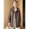 thumbnail image 4 of Gabardina de piel de oveja con capucha de longitud media para mujer 2024 Tendencia Chaqueta de cuero genuino vintage de alta gama Otoño Invierno, 4 of 5