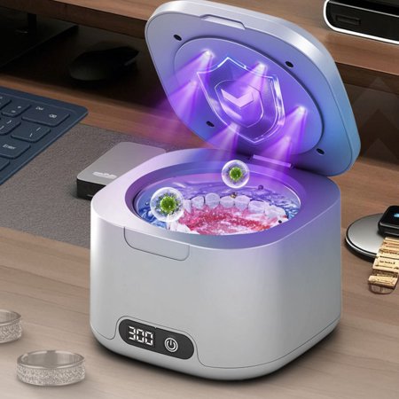 Ultrasonic Retainer Cleaner with Digital Timer & 200ML Dental Cleaning Pod