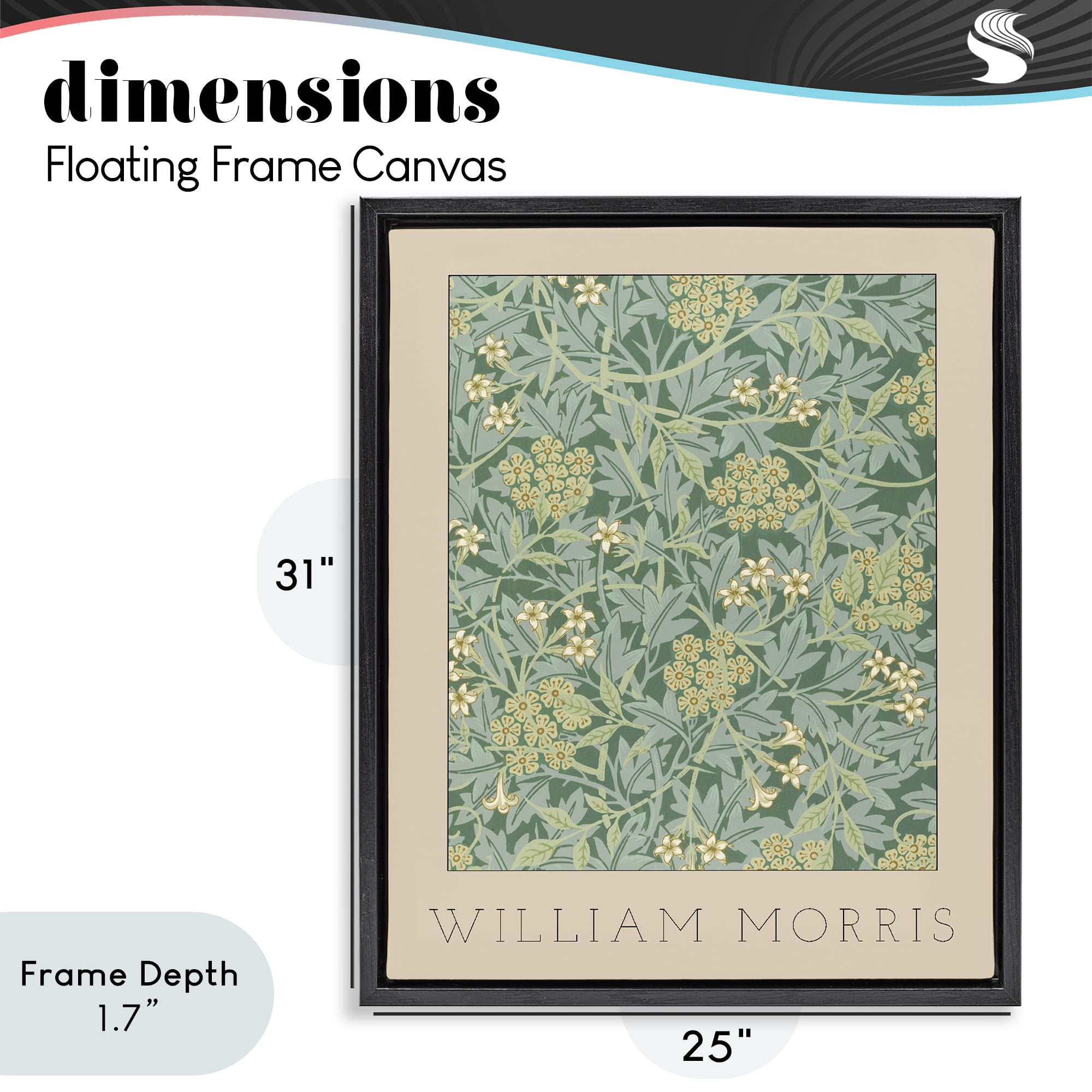 Stupell Industries William Morris Green Tones Black Framed Floater Canvas Wall Art, design by Lil' Rue