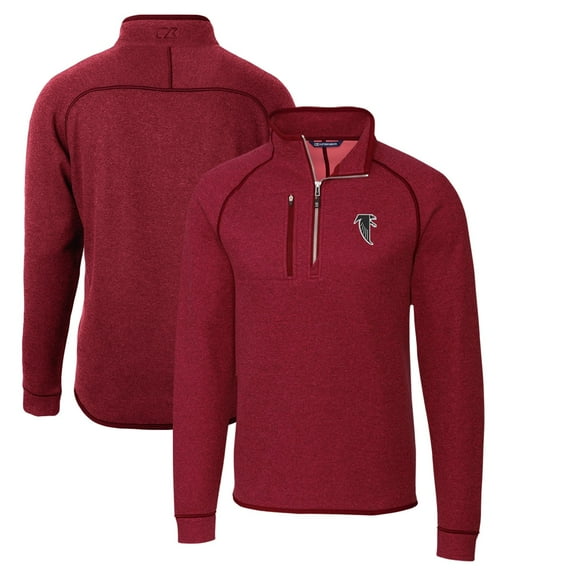 Men's Cutter & Buck Red Atlanta Falcons Mainsail Sweater-Knit Half-Zip Pullover Jacket