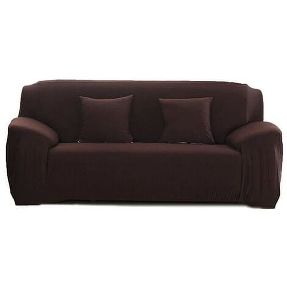 3 Seater Stretch Sofa Cover With Armrest Coffee Brown Living Room Bedroom