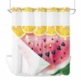 thumbnail image 4 of No Hook Shower Curtain Set with Snap in Liner, Summer Watermelon Lemon Waterproof Bathroom Curtain with See Through Top Window, Watercolor Fruit Art Double Shower Curtains for Bathtub, 4 of 9