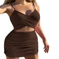 thumbnail image 3 of Women Sleeveless Mini Dress Cutout Ruched Spaghetti Strap Party Dress, 3 of 7
