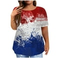 thumbnail image 3 of Tmtolofot Women's Tops Dressy Casual Summer Blouse Patriotic Graphic Short Sleeve T-Shirts for Women Trendy 4Th Of July Crewneck Shirt Womens Loose Beach Tunic Top 1#Blue 5X-Large, 3 of 6
