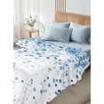thumbnail image 4 of Blue Polka Dot Queen Size Flat Sheet, Wrinkleproof & Fadeproof Cooling Flat Bed Sheet Only, Abstract Modern Art Dots Watercolor Breathable Soft Bedding Top Sheets 90 x 102 Inches, 4 of 8