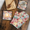 thumbnail image 5 of Pioneer Flower Floral Print Pattern Kitchen Oven Mitt and Pot Holder Sets 2 Pcs for Baking, Cooking and Grilling, Heat Resistant Up To 392 °F, 5 of 7