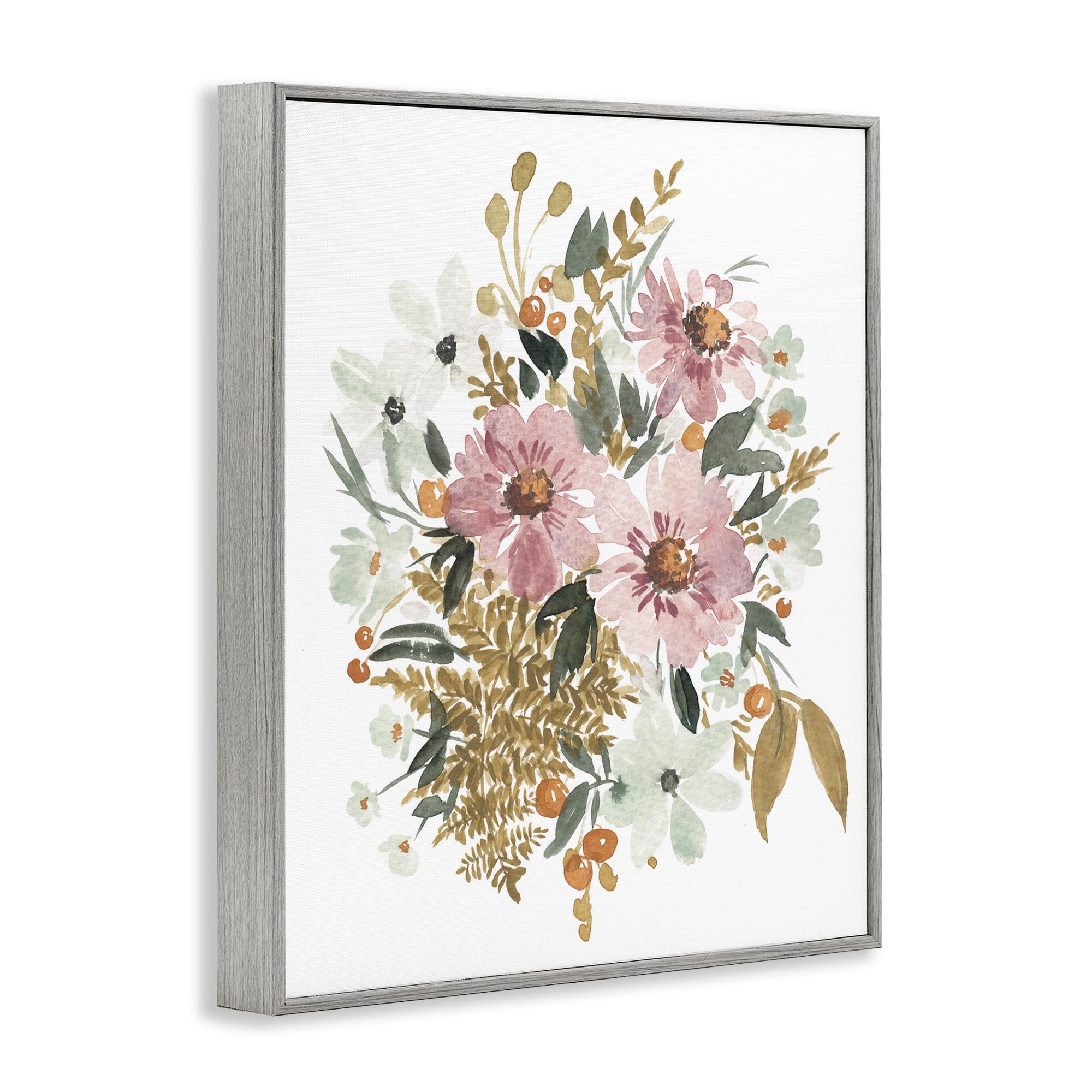 Stupell Industries Bundle Of Wildflowers Botanical & Floral Painting Gray Framed Art Print Wall Art, 24 x 30