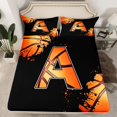 thumbnail image 2 of Homewish Cartoon Basketball Boys Twin Sheet Sets, Black Orange Monogrammed A Twin Fitted Sheet, Modern Ball Sports Player Flat Sheet, Breathable Home Decor, 3pcs, 2 of 7