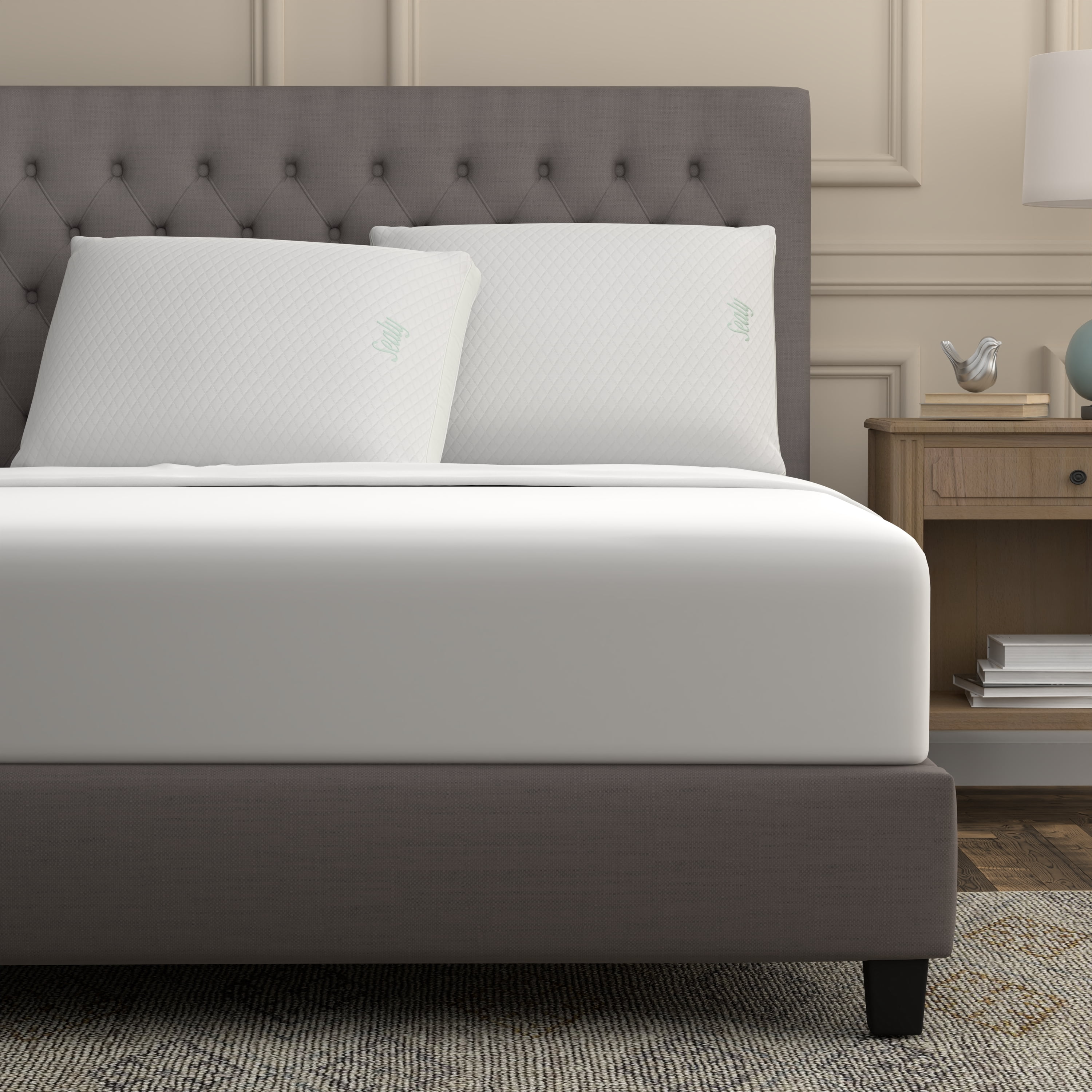 Sealy Oreiller de lit Spa Comfort, S/Q – soutien ferme, tissu en tricot doux rafraîchissant