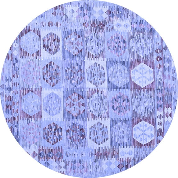 Ahgly Company Machine Washable Indoor Round Southwestern Blue Country Area Rugs, 5' Round