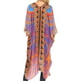 thumbnail image 2 of Sakkas Alvita Women's V Neck Beach Dress Top Caftan Cover up with Rhinestones - TRM94-Multi - One Size Regular, 2 of 5
