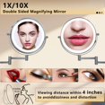 thumbnail image 3 of JUNWELL Wall Mounted Lighted Makeup Mirror  Rechargeable Double Sided 1X 10X Magnifying Mirror With 3 Color Lighting  Touch Screen Dimming  Extended Arm 360 Rotation Shaving Light Up Mirr, 3 of 5