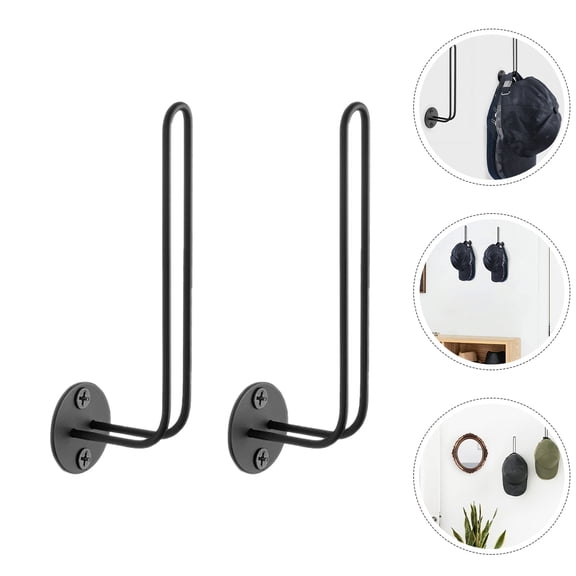 ROSENICE Wall Mounted Baseball Cap Organizer Black Carbon Steel for Hats 2Pcs